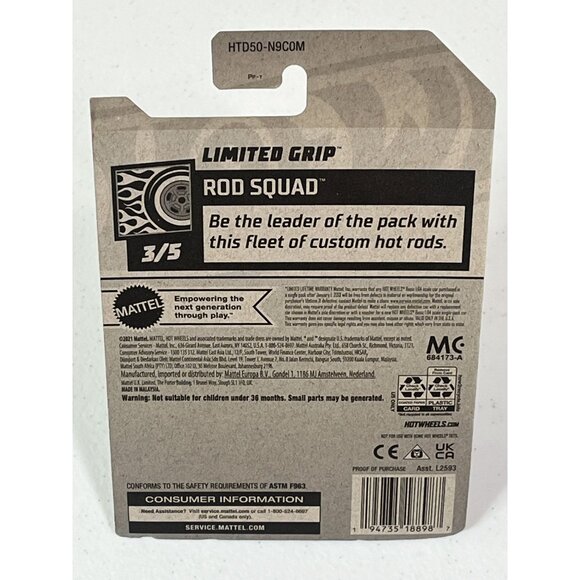 Hot Wheels Limited Grip 2024 Rod Squad 3/5 Green Car Diecast 1:64 NOC - Picture 2 of 7